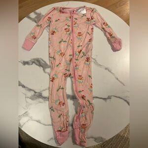Posh Peanut Glitter Ville Pink Floral Kids Footie
